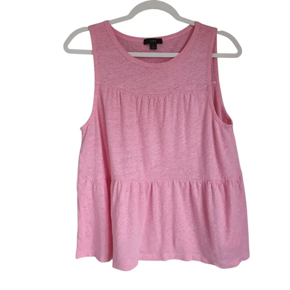 j. crew linen tiered tank top pink size S